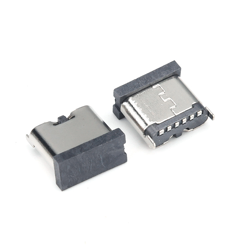 TYPE-C母座6P立貼6.5編帶加塞-TYPE-C